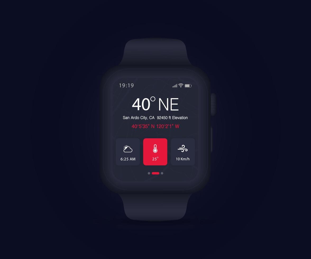 aplicativo de bússola smartwatch ui ux gui relógio de pulso, aplicativo gps  de mapa na navegação